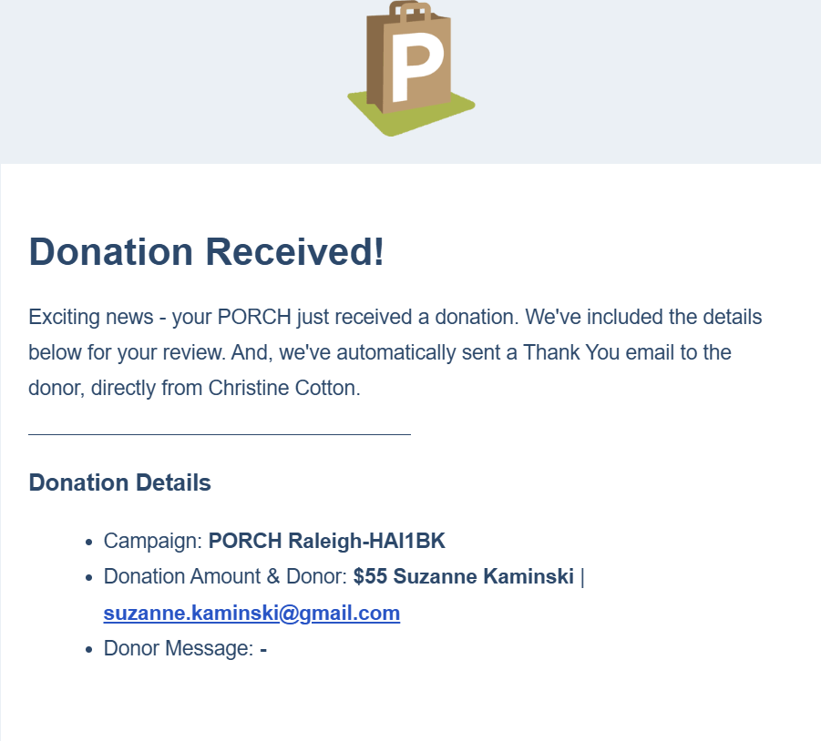 PORCH Donation to chpaters-1