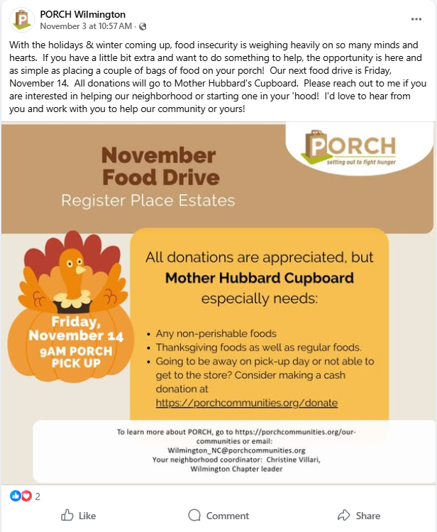 PORCH Wilmington NC newsletter