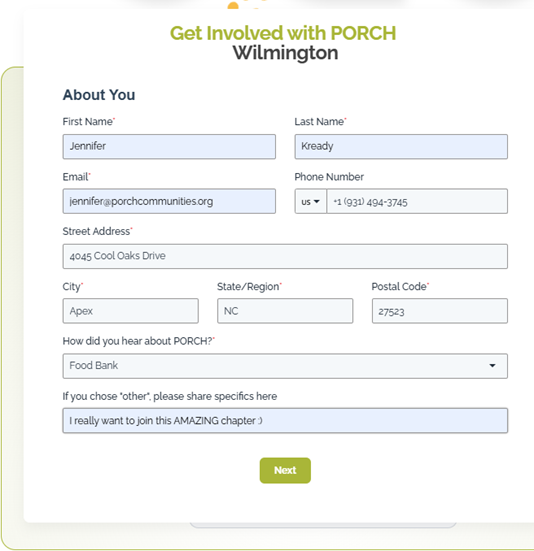 PORCH Wilmington get involved